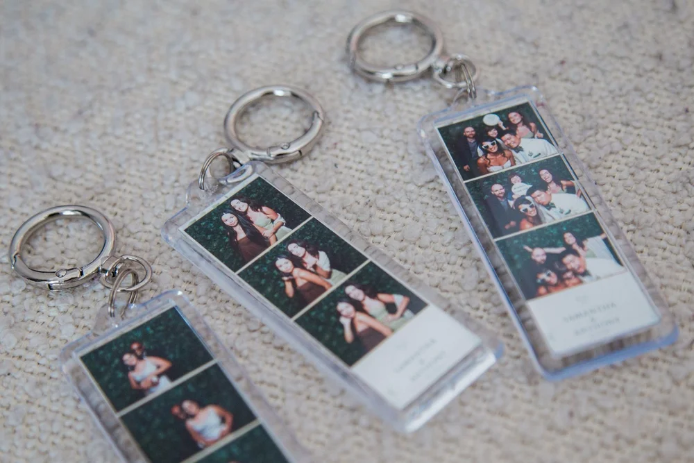 Mini photo strip keychains made at the On Que keepsake station