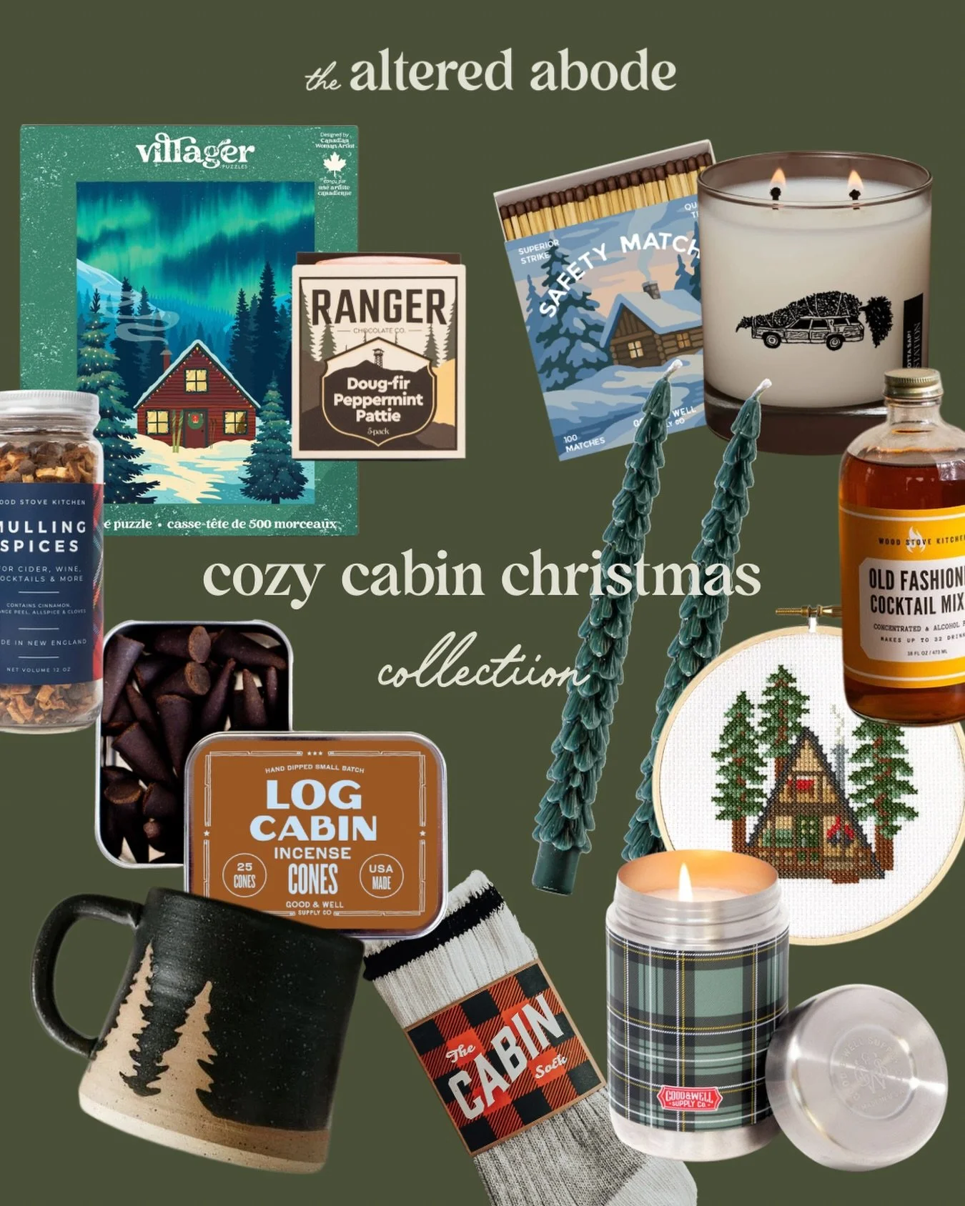 I mean, what&rsquo;s cozier than a cabin? Christmas at a cabin! 🌲

Our holiday collection @shopthealteredabode is filled with all the woodsy scents that smell just like a trip to the cabin, cozy socks, mugs, and puzzles to do by the fire.

Today is 