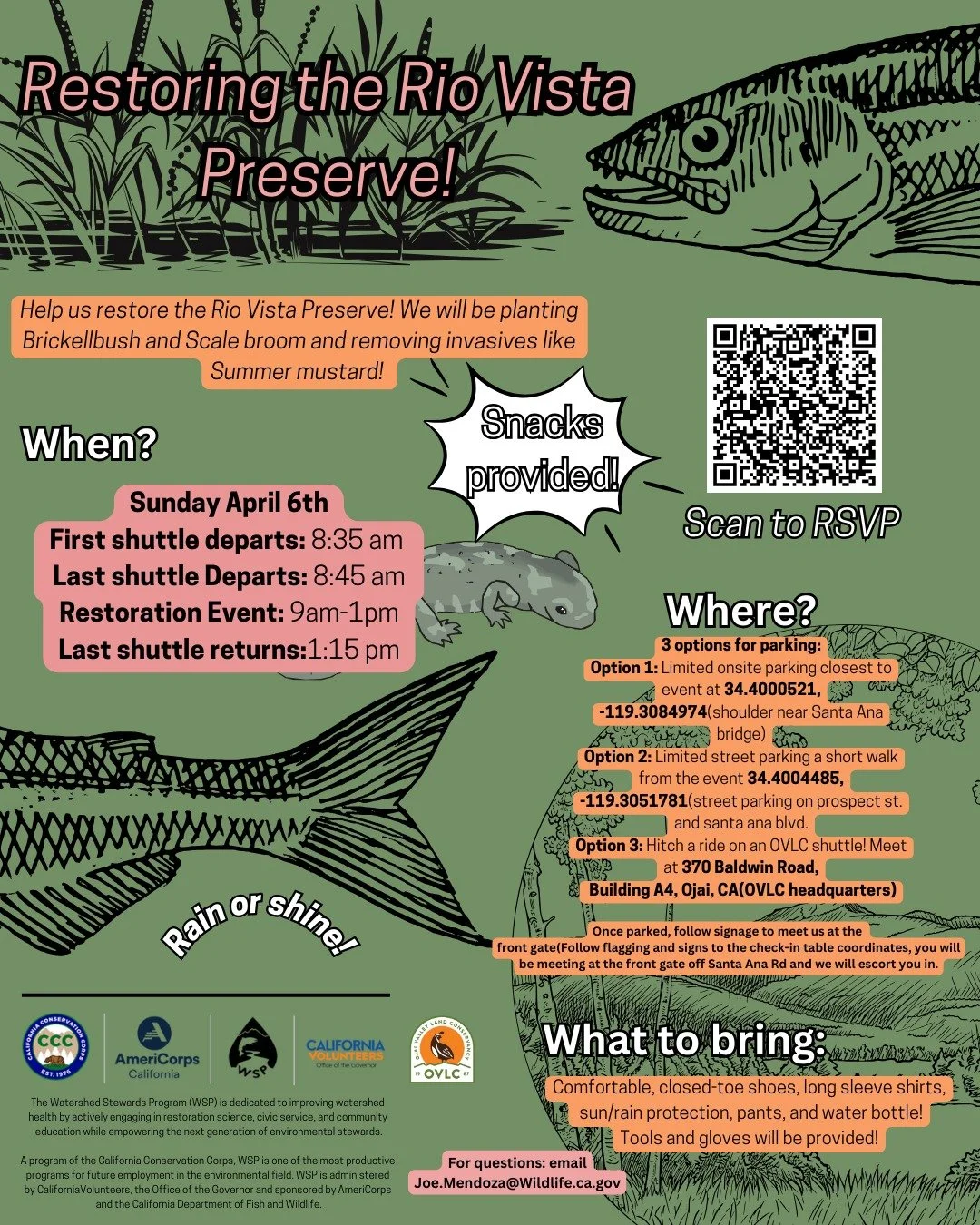 Volunteer Event!
Check out the WAVE event this upcoming weekend on Sunday 4/6/25 from 8 am-1 pm in Oak View, CA near Ojai! 710 Santa Ana Boulevard Oak View, CA 93022
Help us restore the Rio Vista riparian corridor! We'll be planting bricklebush and