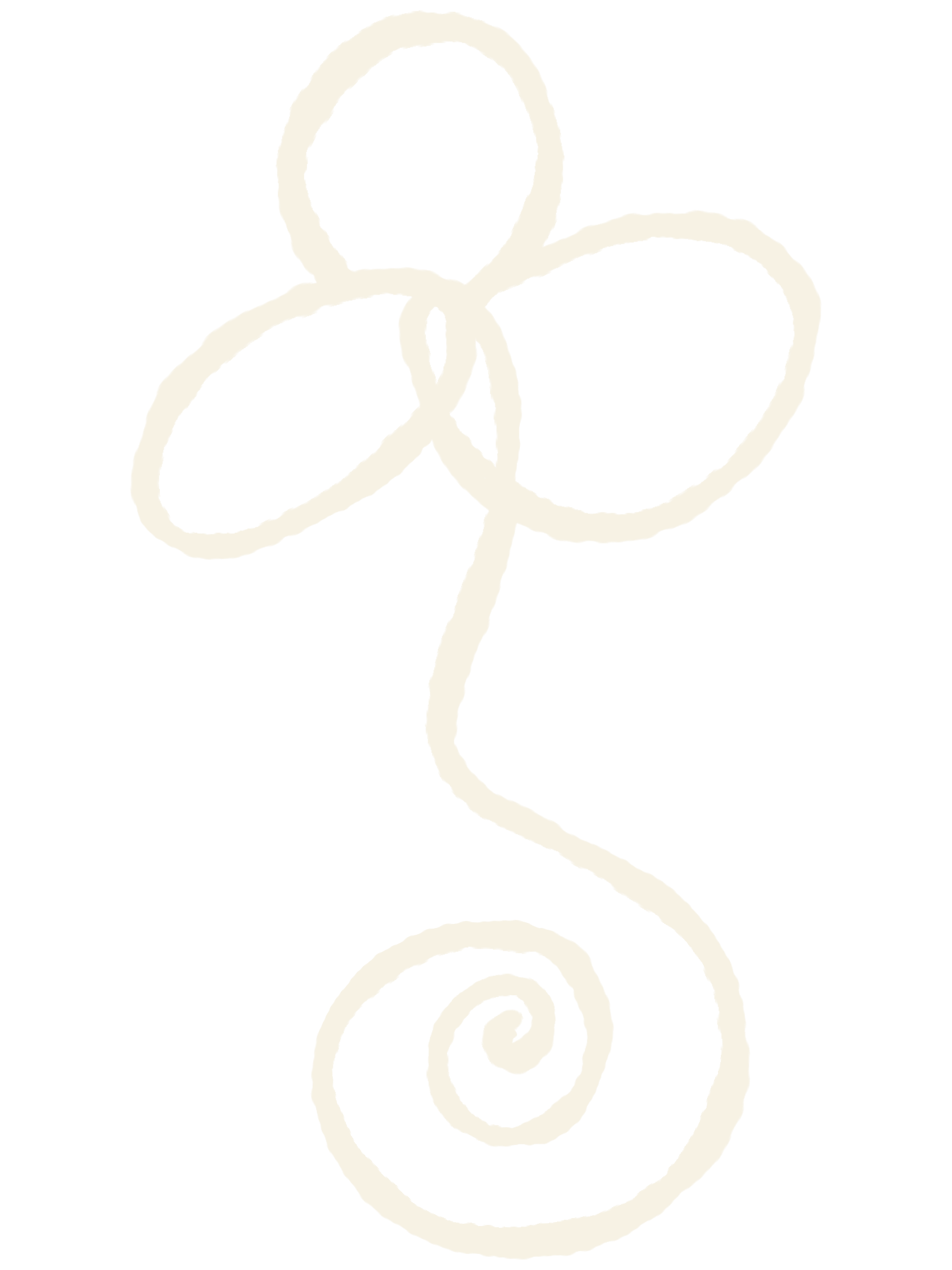 A white abstract line drawing resembling a flower with a spiraling stem.