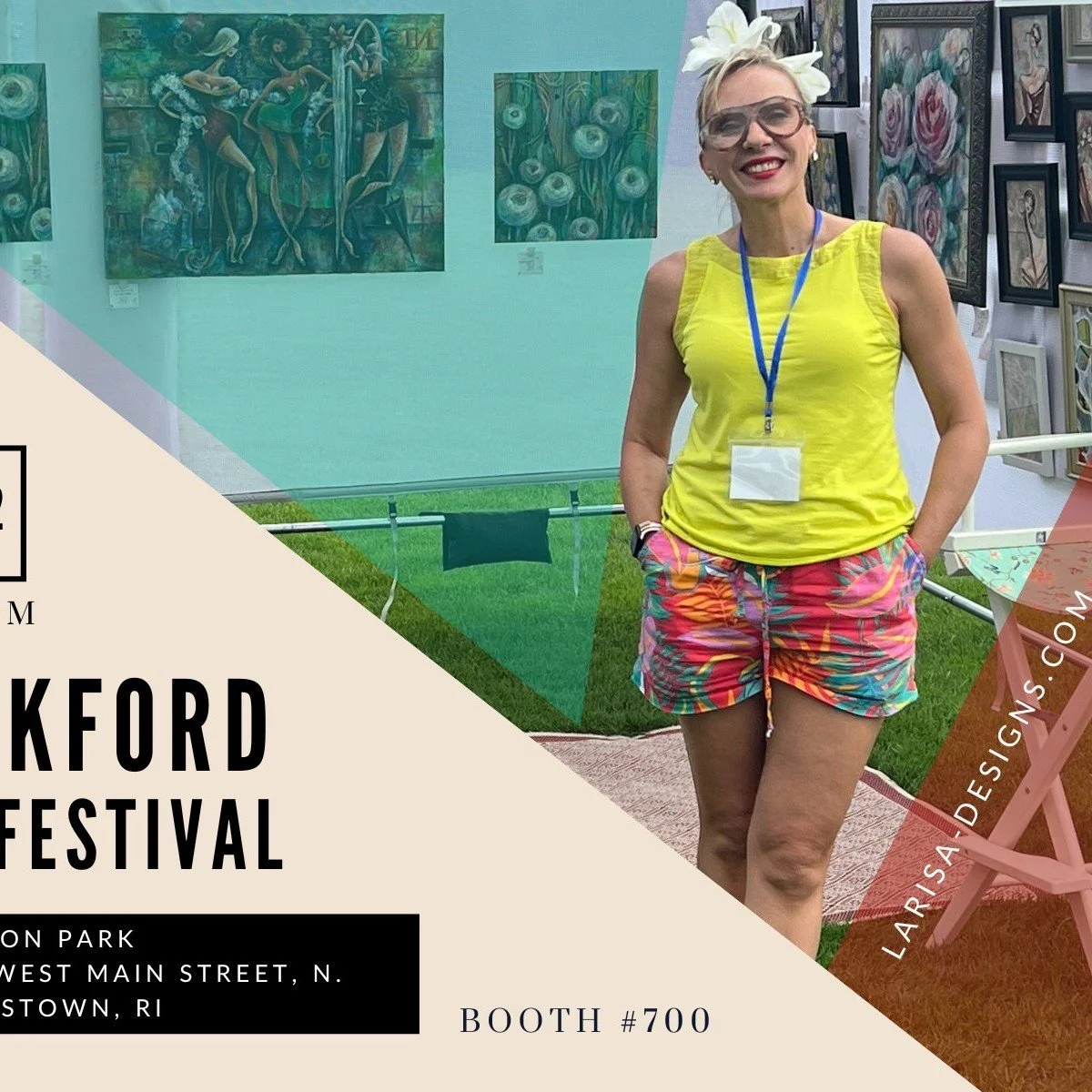 🎨🔥GET READY!
The @wickfordartfest is on July 11-12, 10-4pm. 
👉Larisa Martino's booth # 700. 
Just like James Bond 007, only backwards! 😜

 #artfestival #artgrl #whatsgoingoninri #MixedMediaArt #blingforwalls #ShopLocal #shoplocalri #luxuaryinteri
