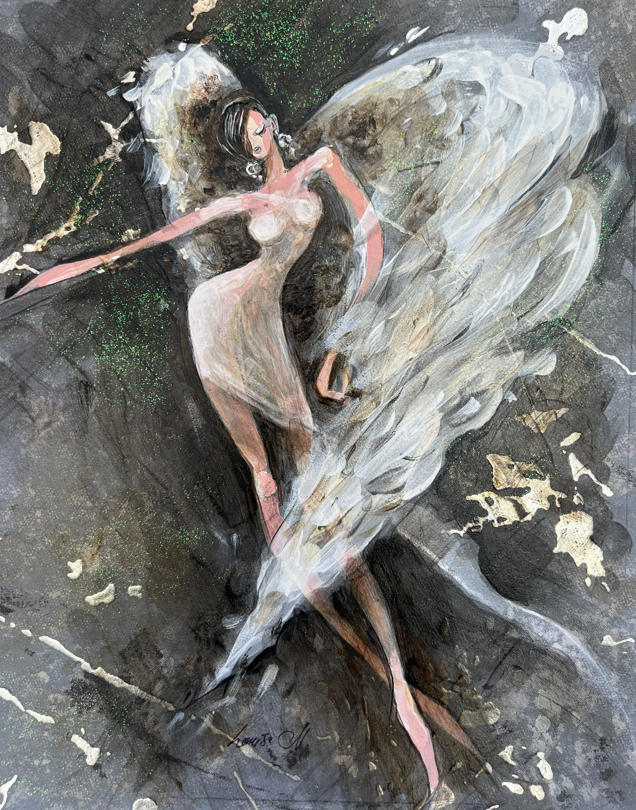 10x8 original mixed media painting