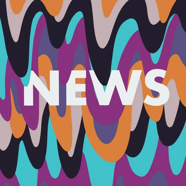 Colorful abstract background with the word 'NEWS' in bold white letters.