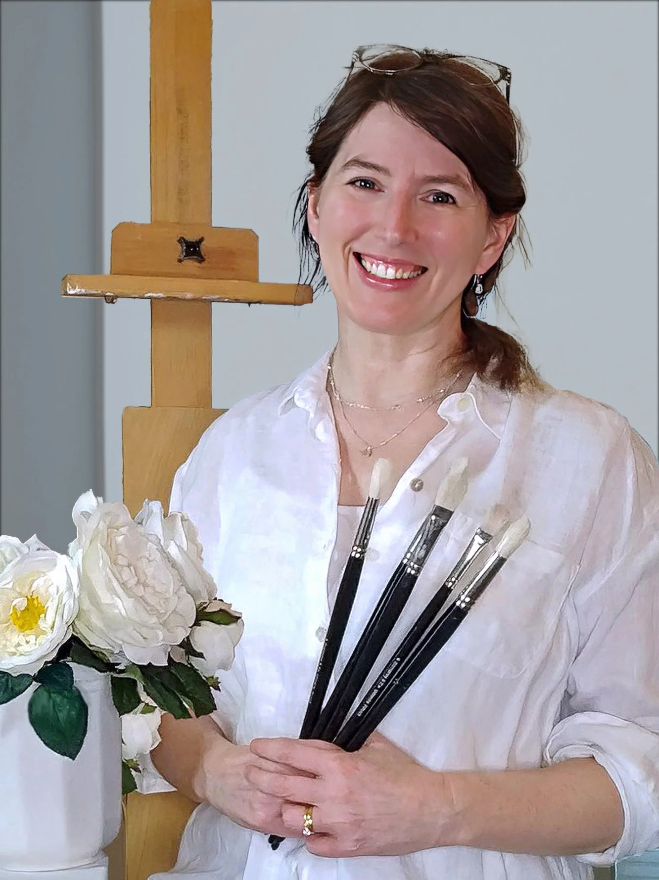 Studio portrait of artist Colleen Hoffenbacker.