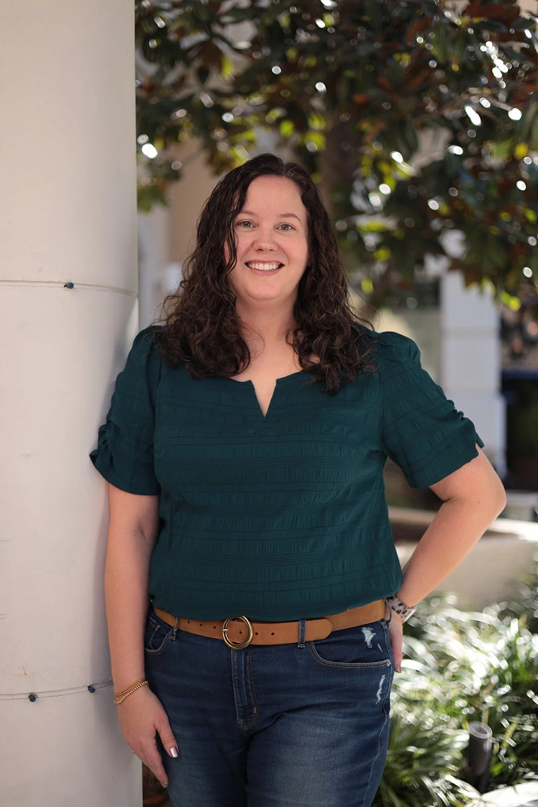 Dallas trauma therapist smiling outside