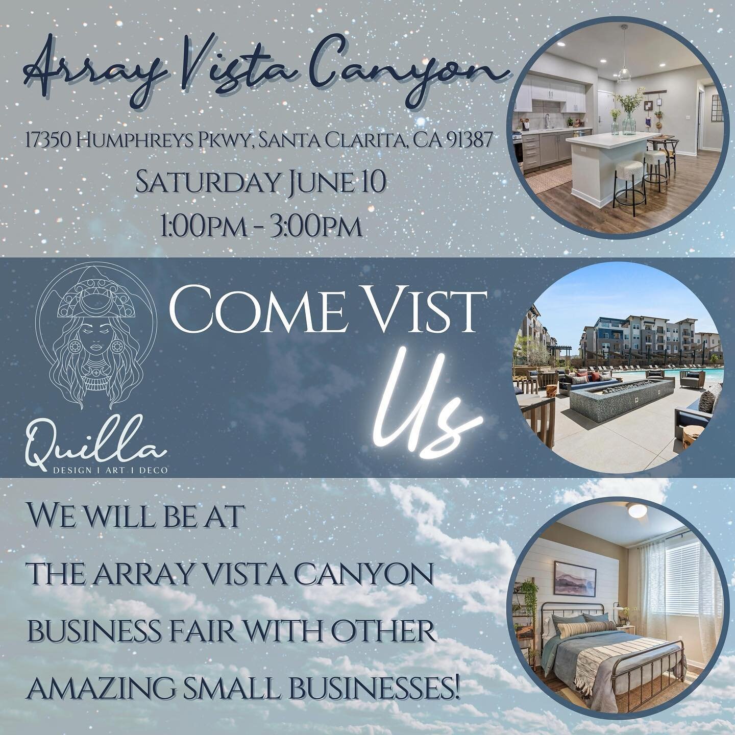 Come see our booth and all our business has to offer at this fabulous apartment complex! @arrayvistacanyon boasts 1, 2, 3 bedroom open floor plans, kitchen islands, in-unit washer and dryers, patios, and luxury amenities like their beach entry pool! 