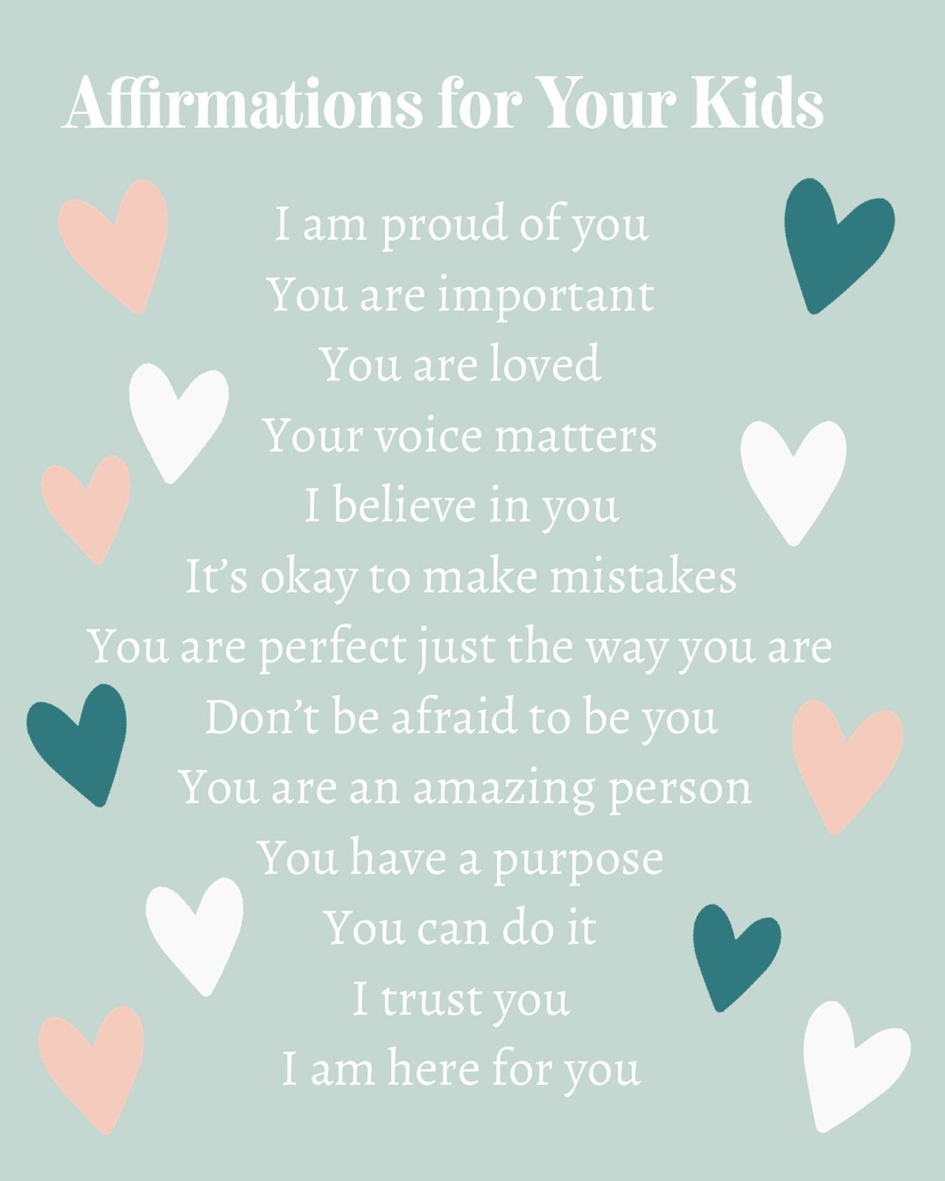 Some great affirmations to tell your kids! I&rsquo;ve been working with my clients on self love over the last couple of weeks. Valentine&rsquo;s week is a perfect reminder to speak love to yourself and to your kids. It&rsquo;s so important that kids 