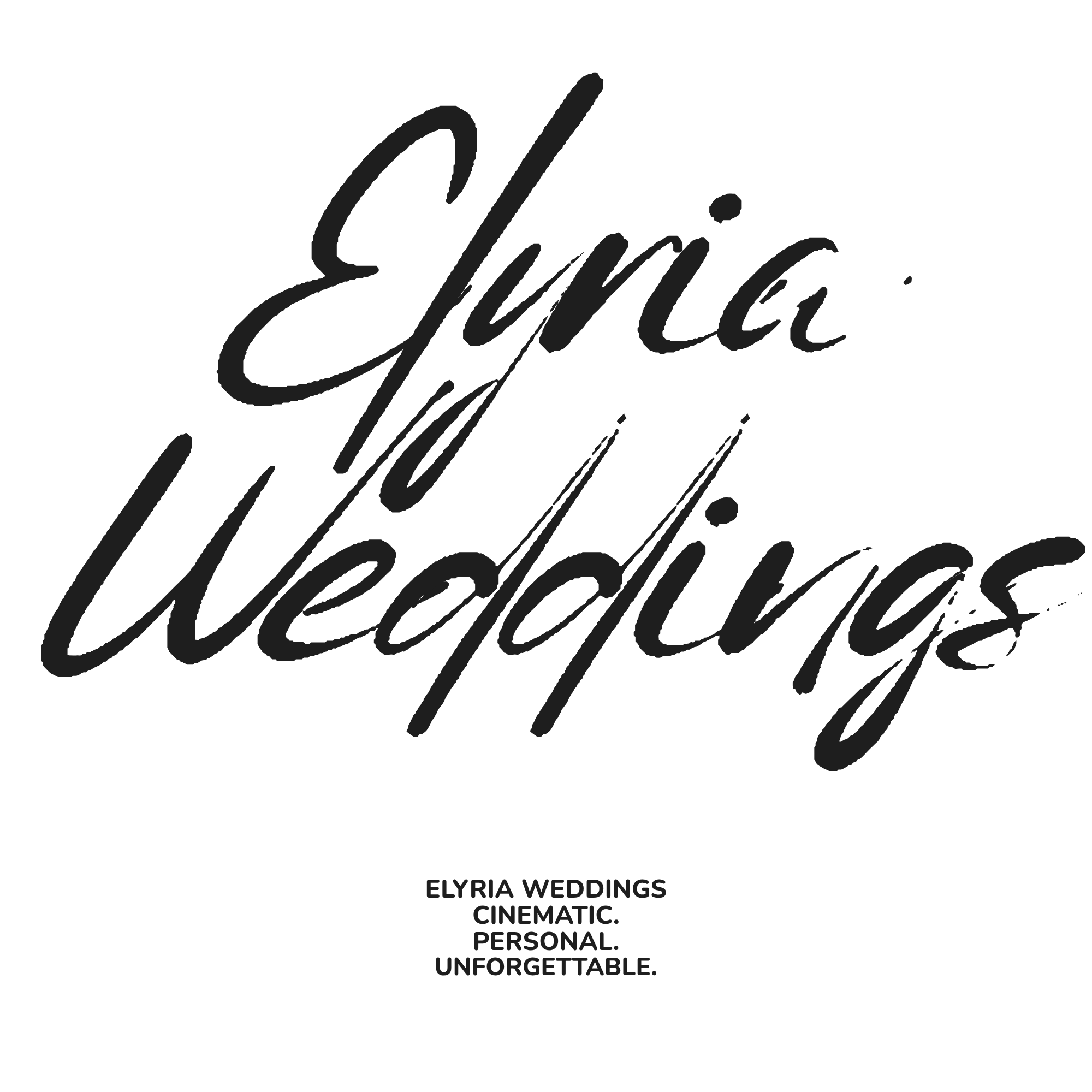 Elyria Weddings official logo mark, specialising in luxury, cinematic, and timeless wedding videography in Melbourne, Victoria.