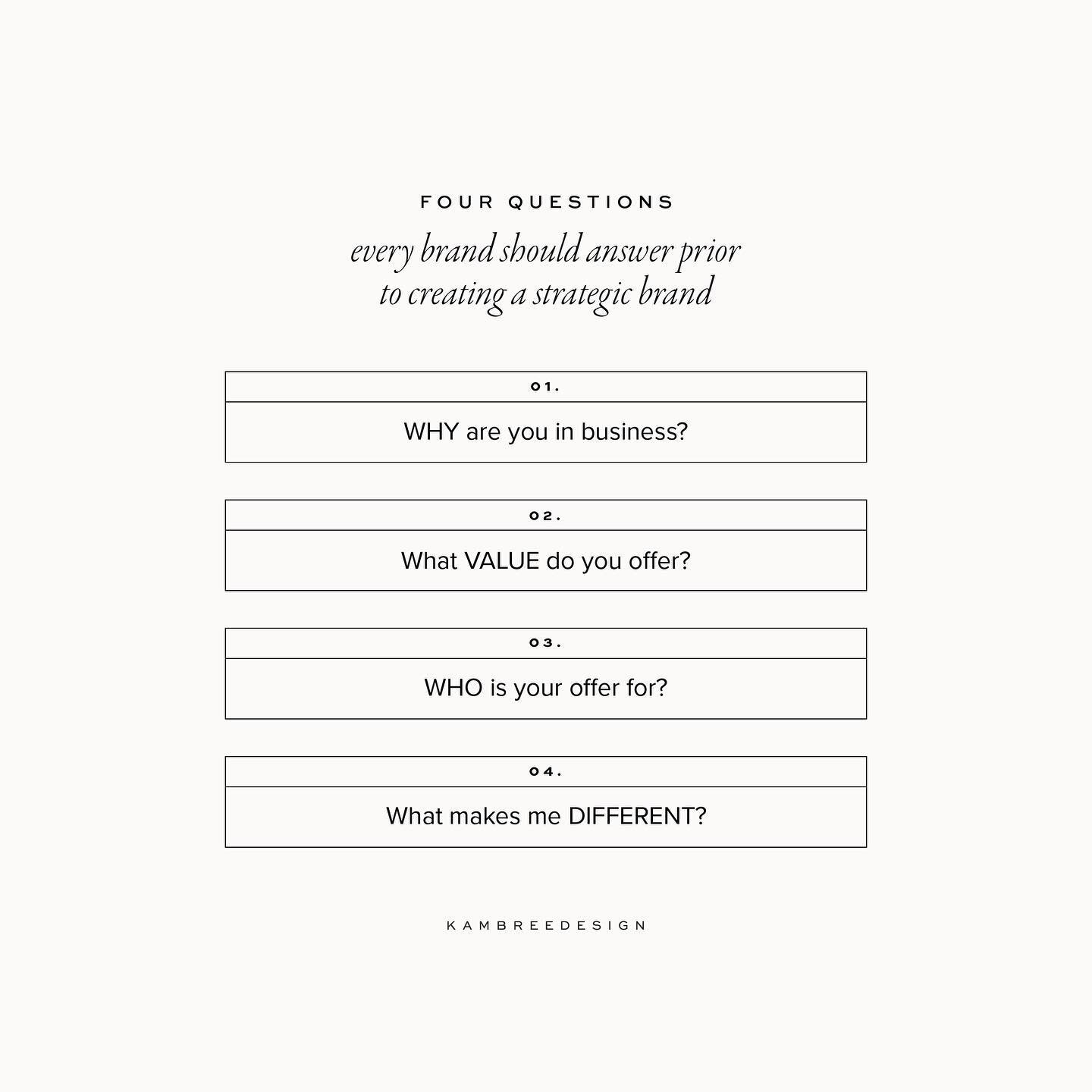 Do you know the answers??? 🤔🤔🤔
Your brand strategy is based on the answers to these specific questions. If you don&rsquo;t know, or if you&rsquo;ve created a brand prior to defining this foundation, your business may not be converting your target 