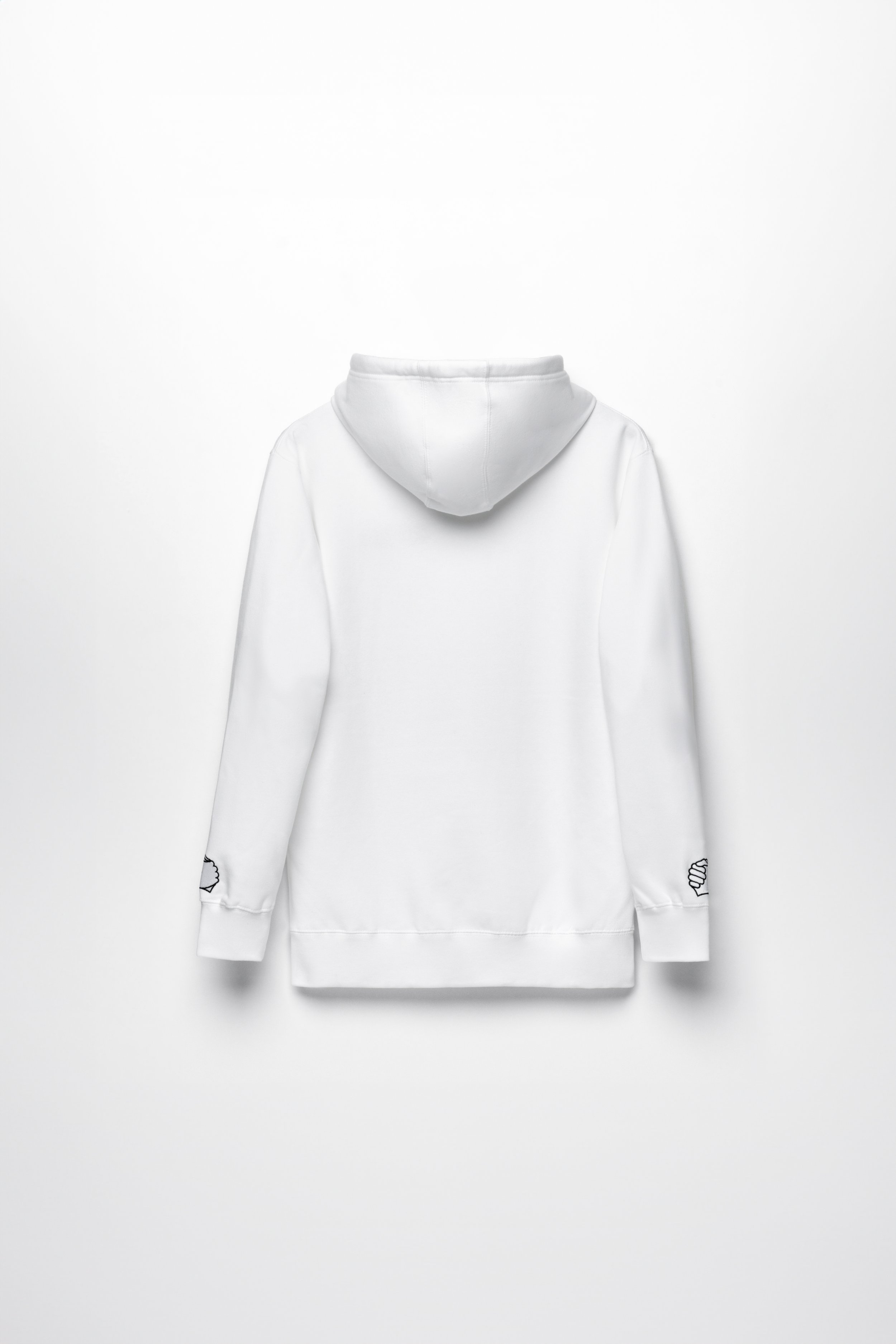 ADVIKATE Classic Hoodie Series II in White, back flat lay, showing overall fit and hood shape.