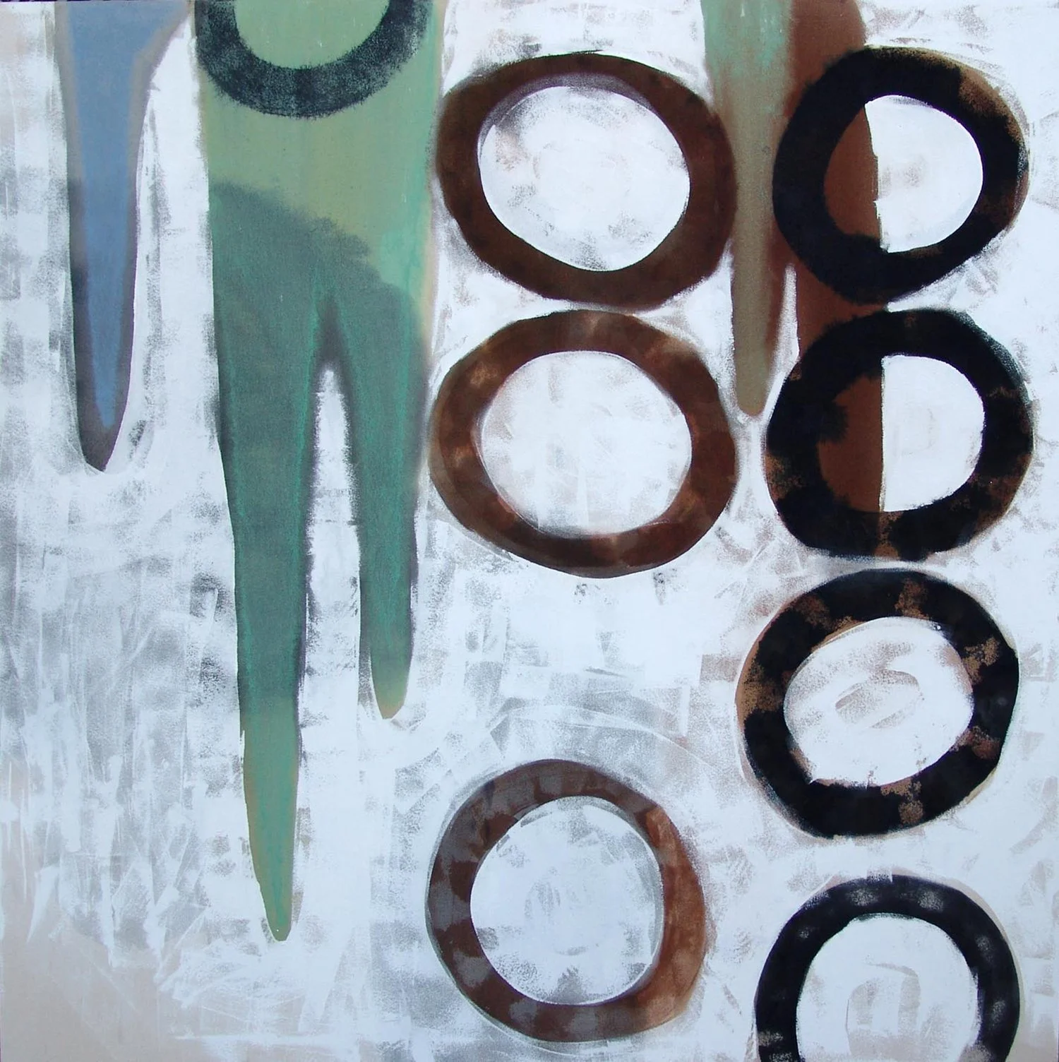 Caroline Christie-Coxon. Drifting the Crowd. Oil on canvas. 130x130cm. 2005.jpg