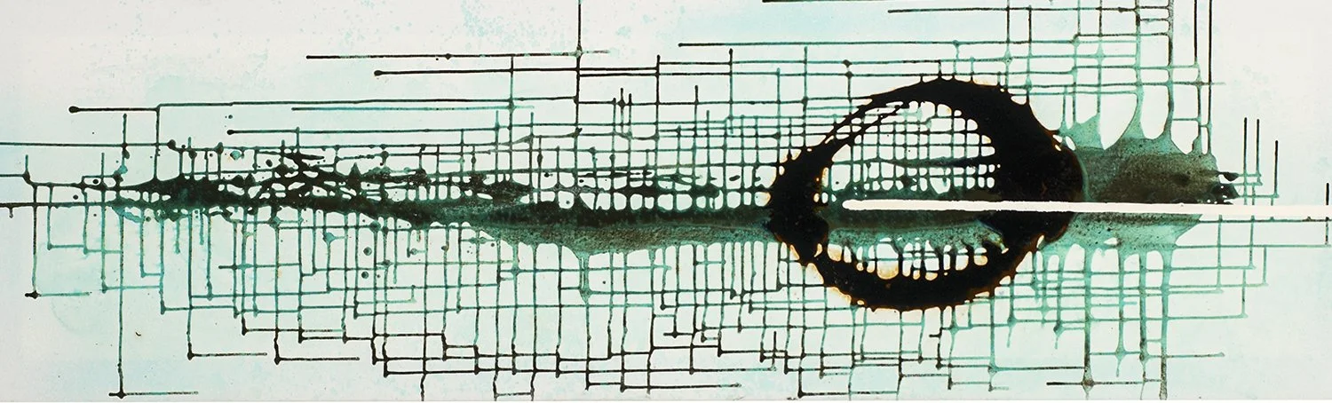 Caroline Christie-Coxon. Use Your Cadence Ladder. Oil, rust and verdigris on canvas. 60x200cm. 2006.jpg
