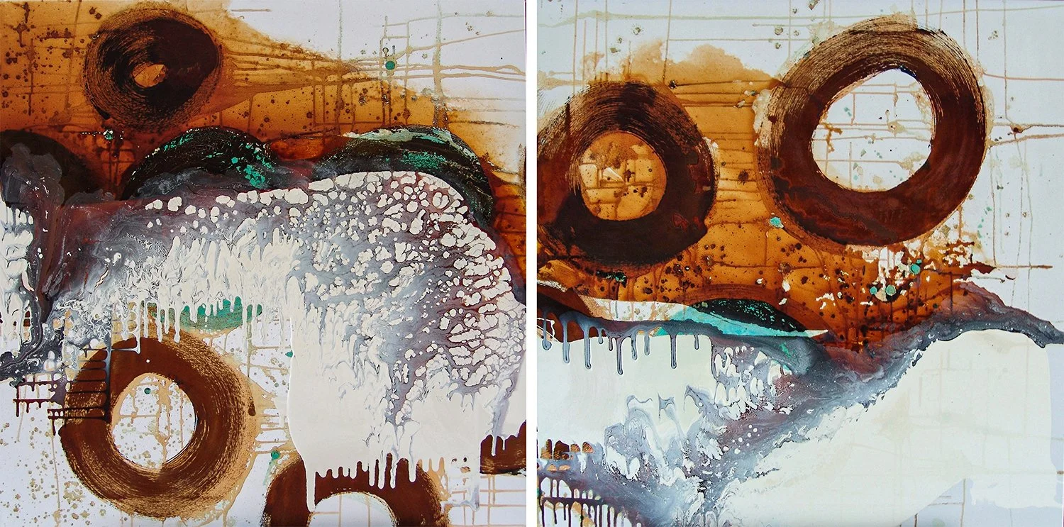 Caroline Christie-Coxon. To Try Is To Know (Diptych). Oil, rust, verdigris on canvas. 2006.jpg