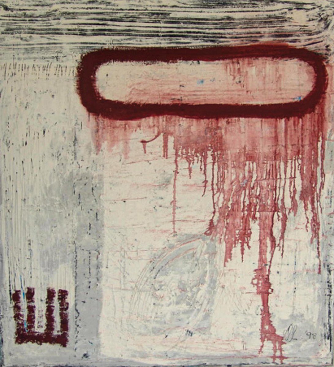 Caroline Christie-Coxon. The Beginning. Mixed media on canvas. 130x130cm. 2000.jpg