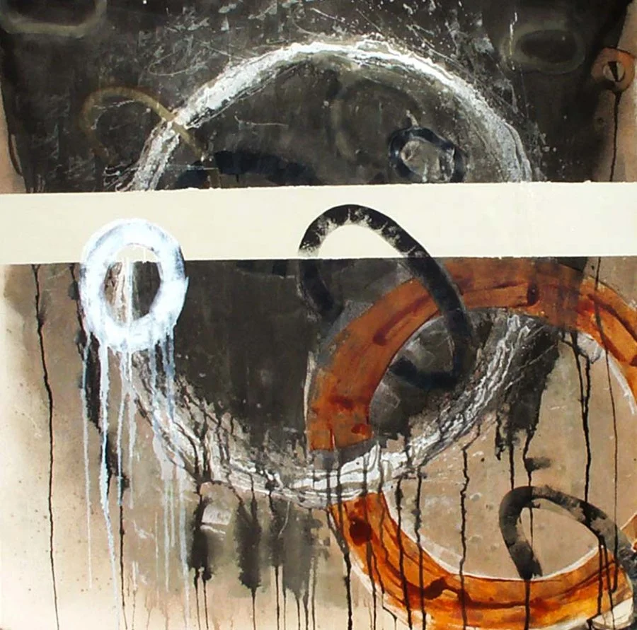 Caroline Christie-Coxon. Circles 6. Mixed media on canvas. 150x150cm. 2002.jpg