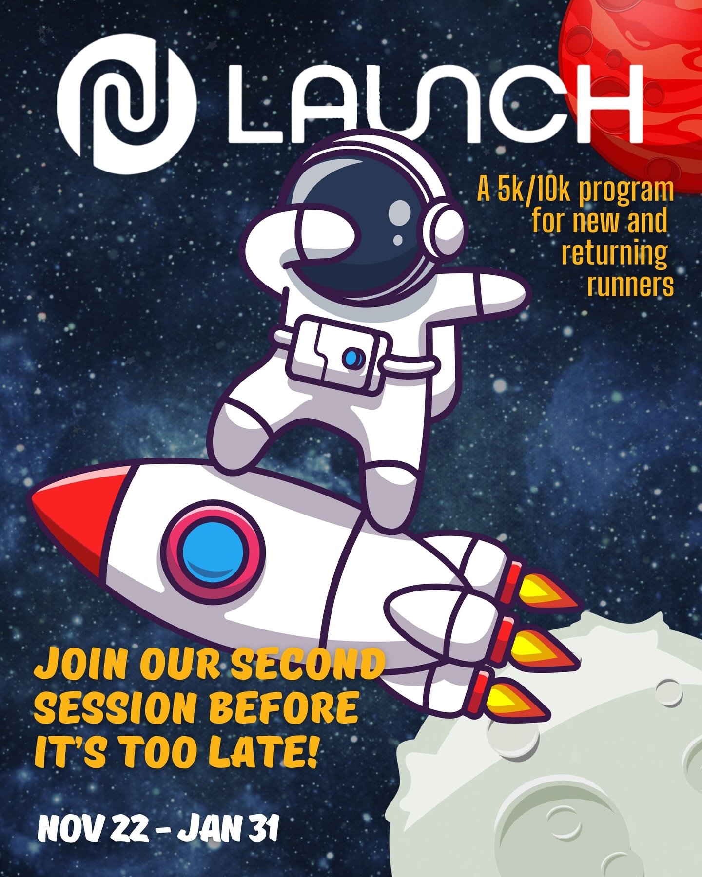 🚀 Northside Launch, Session 2 is here! Sign up now!
November 22 &ndash; January 31 | 10 Weeks | Goal Race: Hot Chocolate Houston (5K, 10K, 15K)

Ready to start running&hellip; or start again? Launch is our group-coached program built for new runners