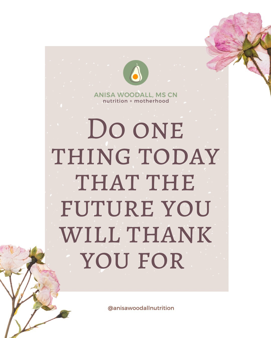 Here are 5 ideas for you to take action on TODAY that your future self will thank you for:​​​​​​​​
​​​​​​​​
1. Plan 3 meals you&rsquo;ll make this week, incorporating whole foods that support hormone balance and fertility.​​​​​​​​
​​​​​​​​
Prepare on