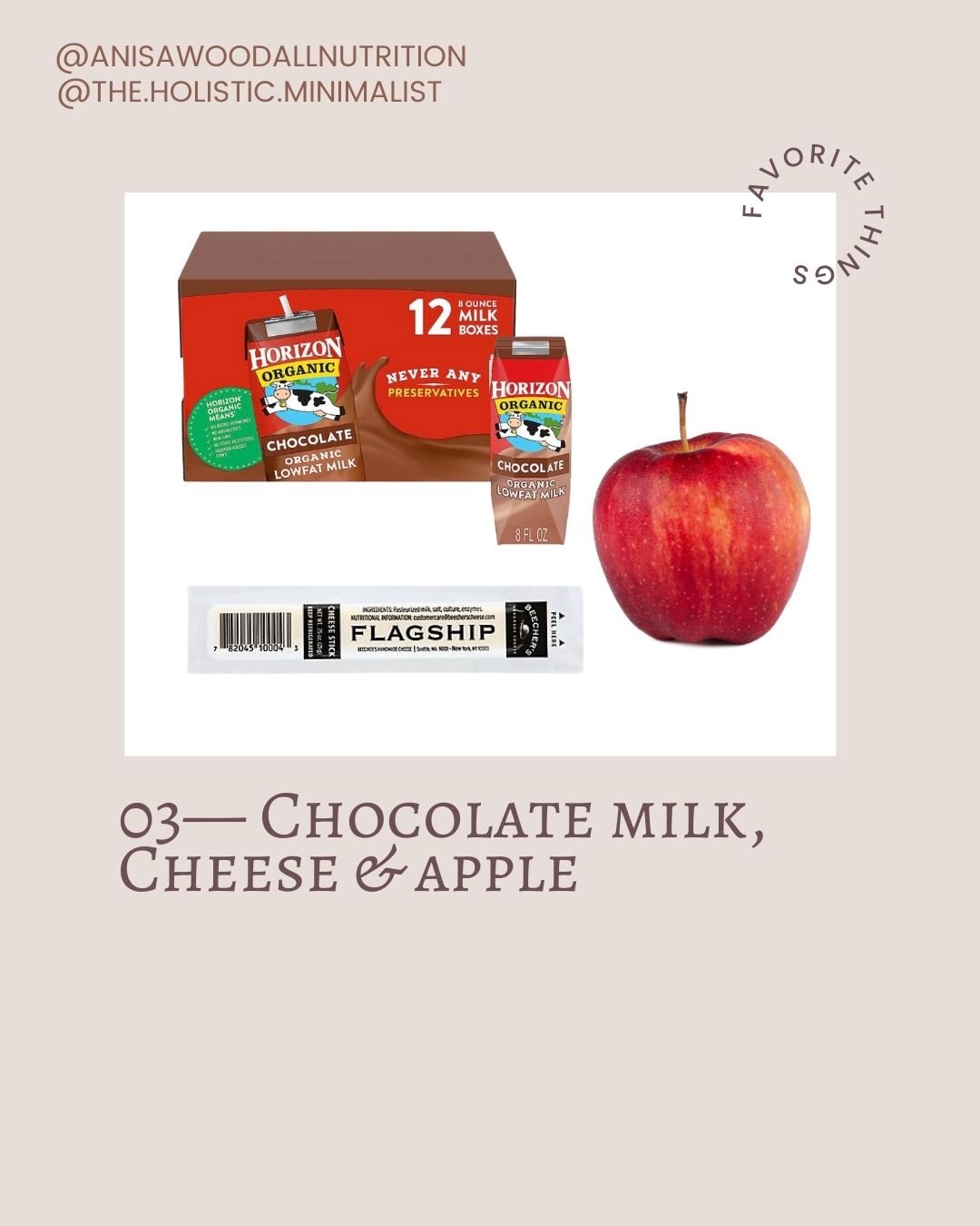Chocolate milk, cheese and apple