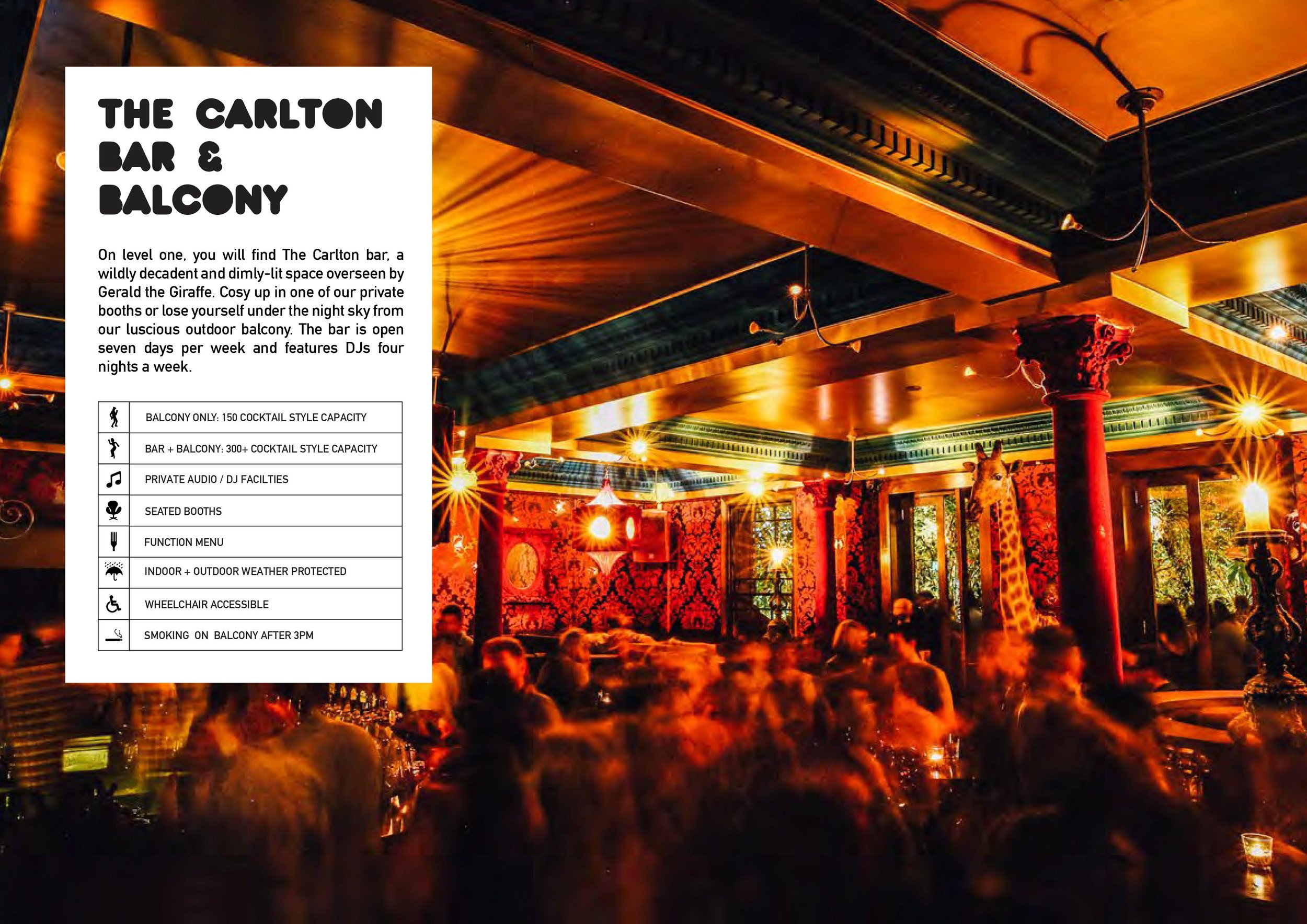 The carlton club nightclub melbourne function space bar and balcony