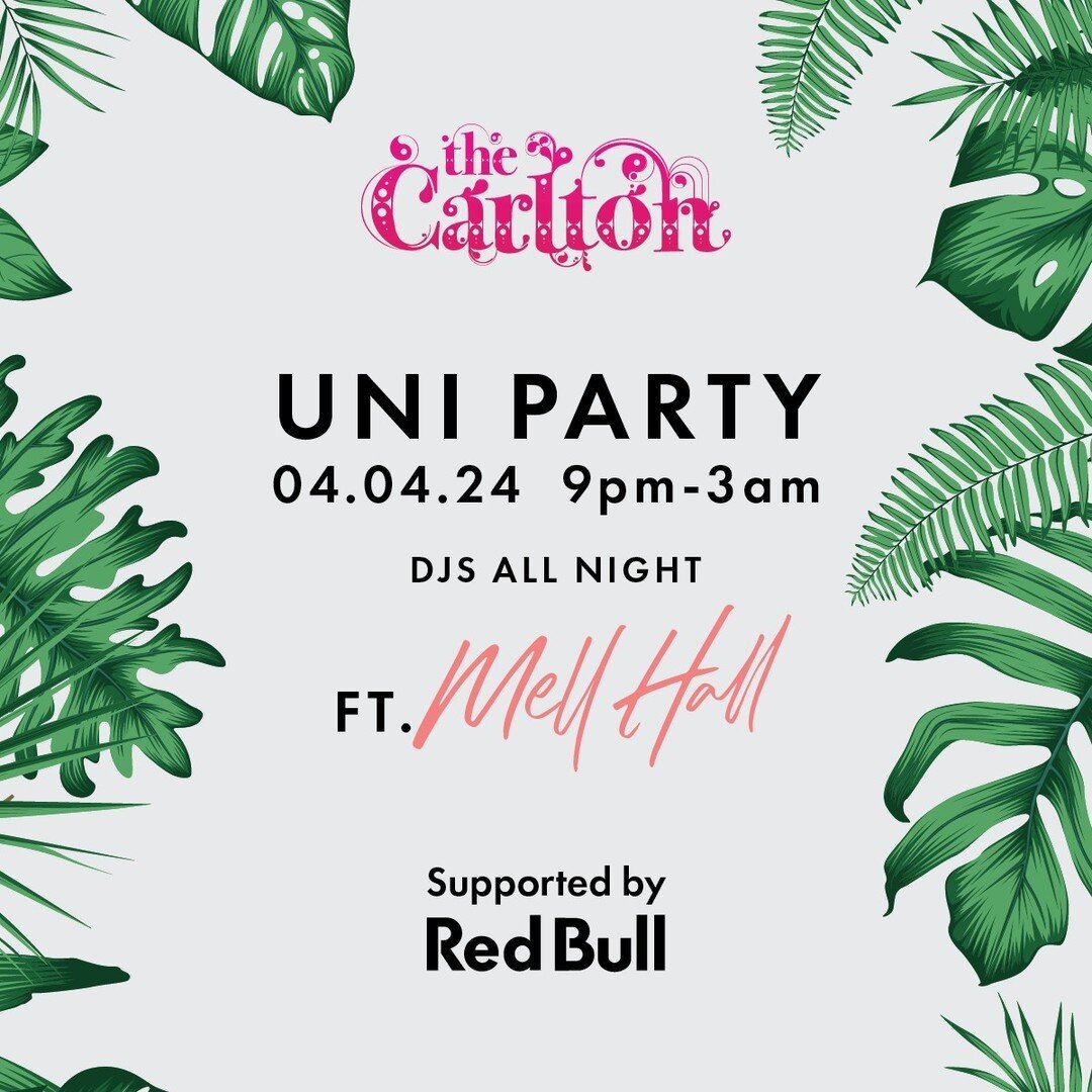 Party on tonight with Red Bull 💥⁠
⁠
First 100 in get 1 free drink each! Plus Red Bull drink specials all night long...⁠
⁠
🎵DJs from 9pm til 3am⁠
⁠
Featuring:⁠
@mellhallmusic &amp; @harleydjames⁠
⁠
#uninight #uniparty #thecarlton #melbourneparty #wh