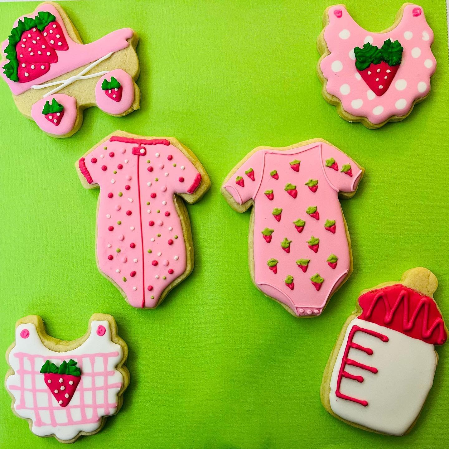 It&rsquo;s a girl! Strawberry Themed Baby Shower cookies🍓