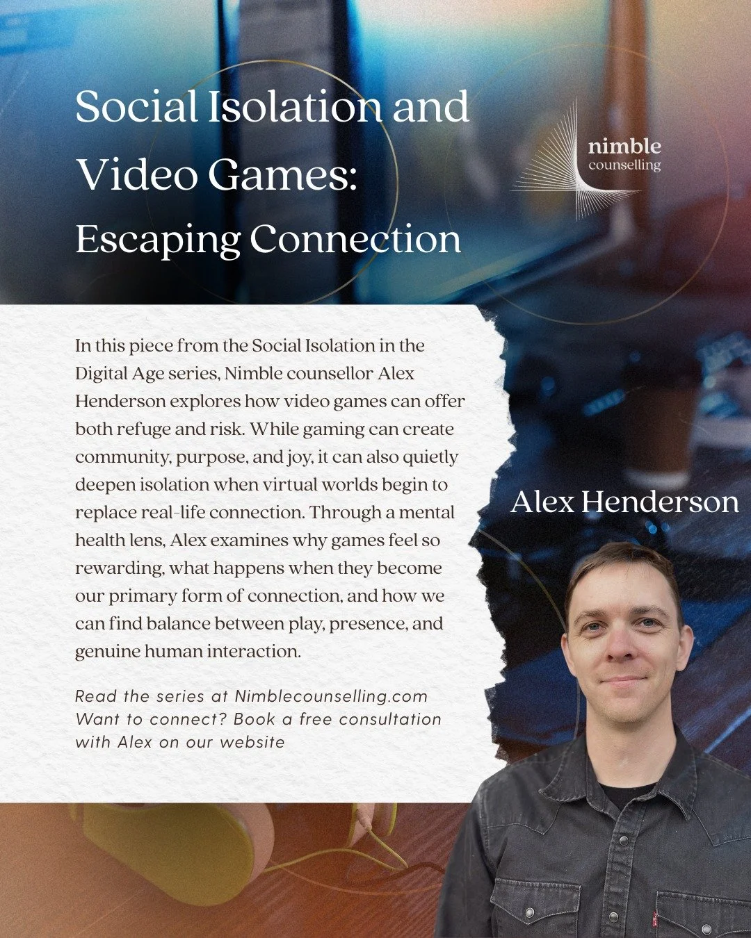 Social Isolation and Video Games: Escaping Connection

In the latest piece from our Social Isolation in the Digital Age series, counsellor Alex Henderson explores how gaming can offer both refuge and risk. While virtual worlds can build community and