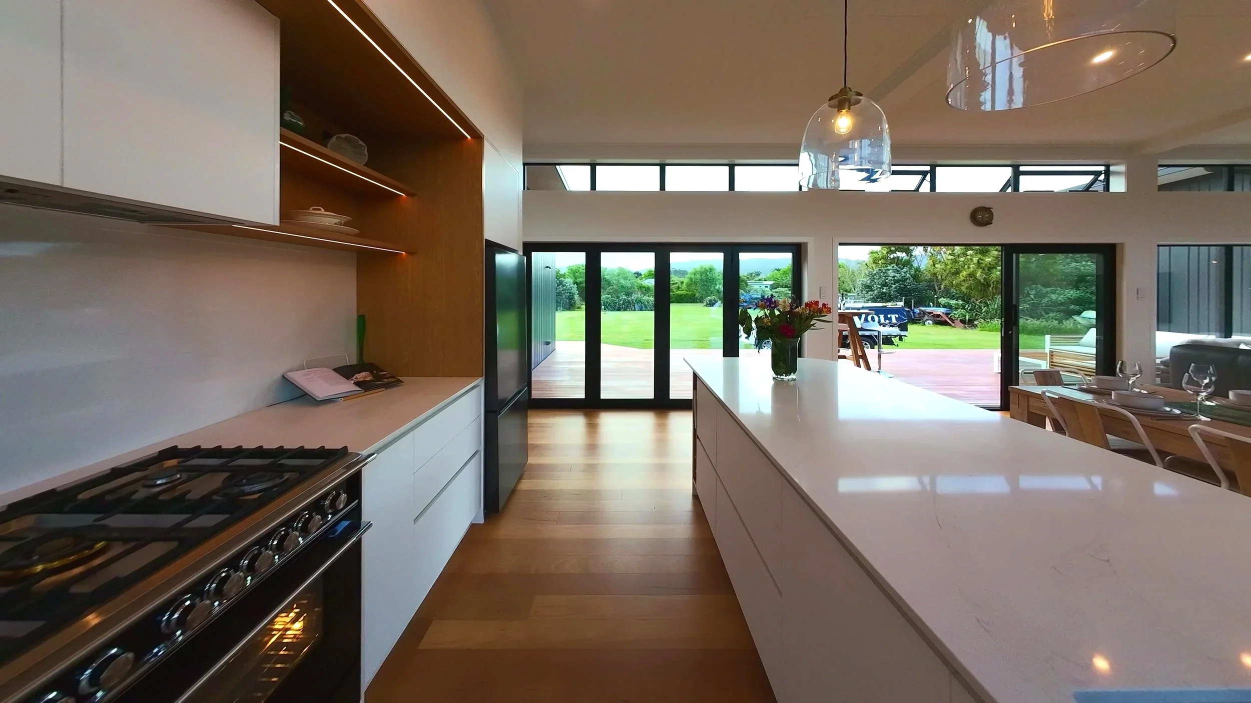 volt solutions electrician installed designer lighting in high end kitchen in Mangawhai