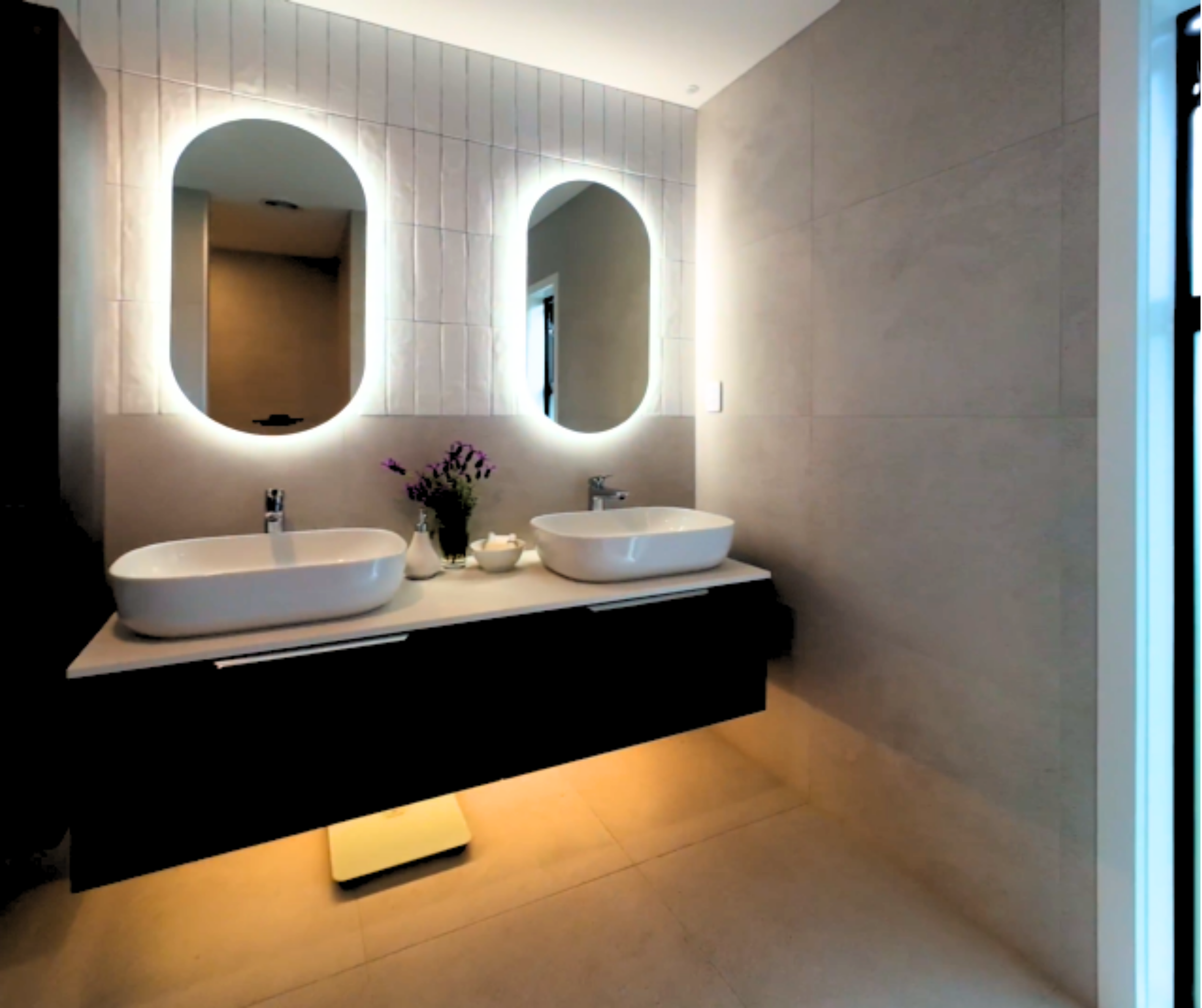 volt solutions electrician installed sensor lighting and mirror lighting in bathroom renovation in Hibiscus Coast Auckland