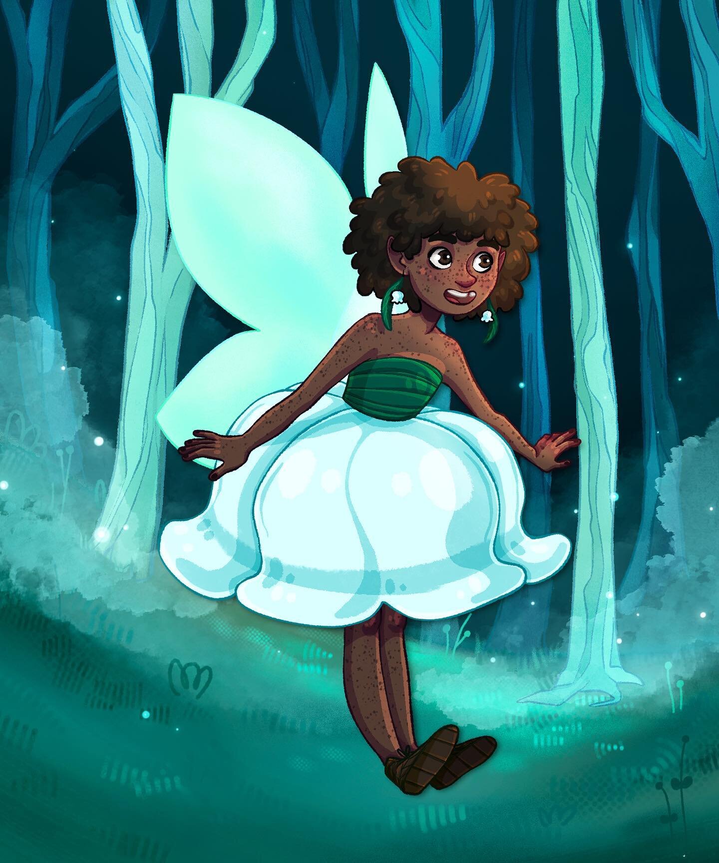🌌 lily of the valley 🌌
.
.
Silly little illustration for your Friday 🩵
.
.
#fantasy #fairy #fairytale #pixie #magic #magicforest #characterart #kidlitart #procreate #digitalart #blue #teal