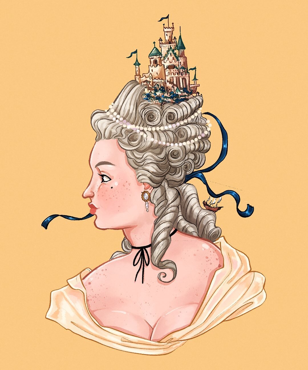 fall is coming which means it&rsquo;s prime time for me to start springing out historical pieces fueled by music I want sewn into my soul 😌 
.
.
#historicalfashion #frenchcourt #illustration #rococo #procreate #digitalart