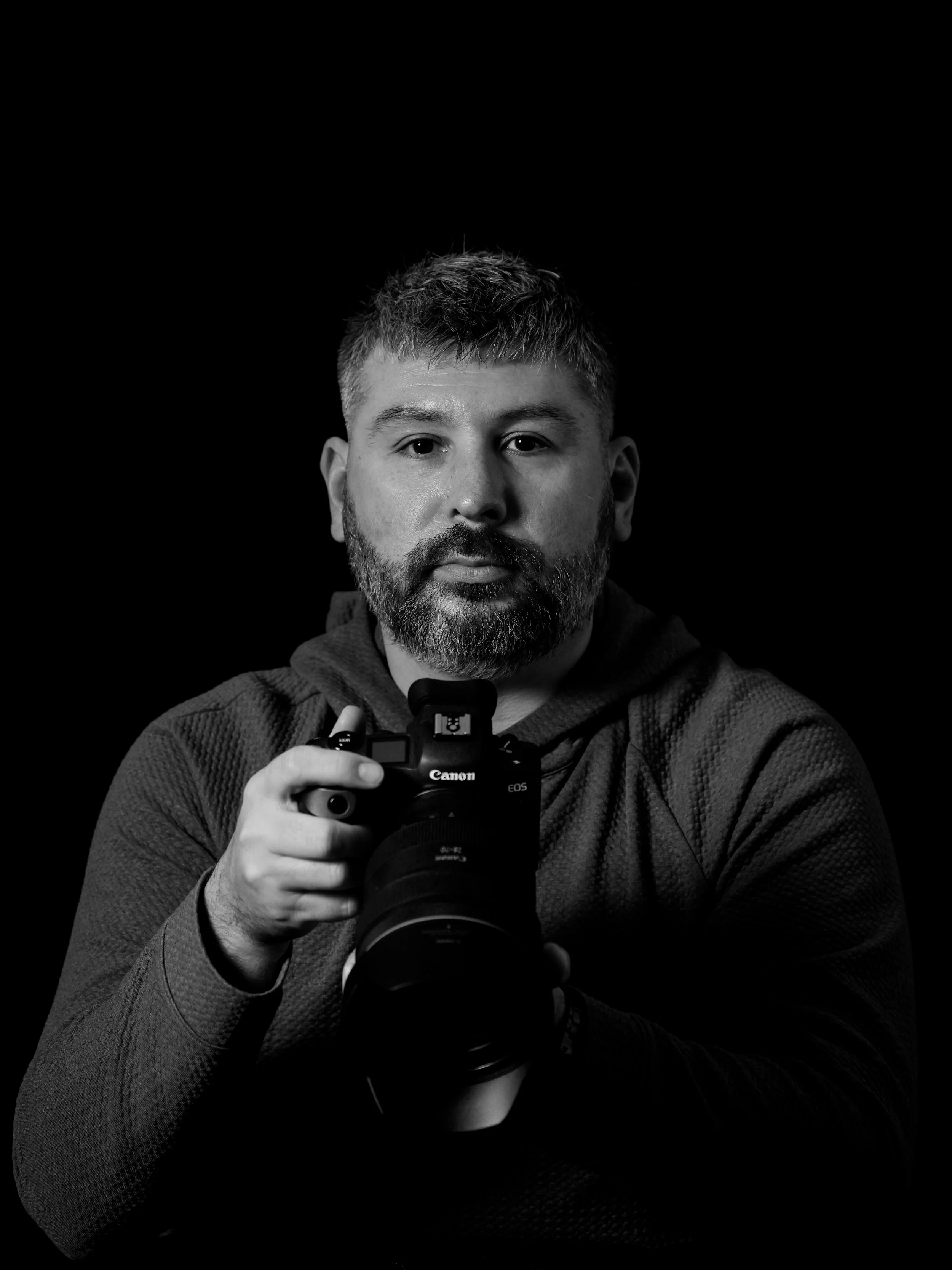 Black and white photo portrait of Photographer Franklin Noel