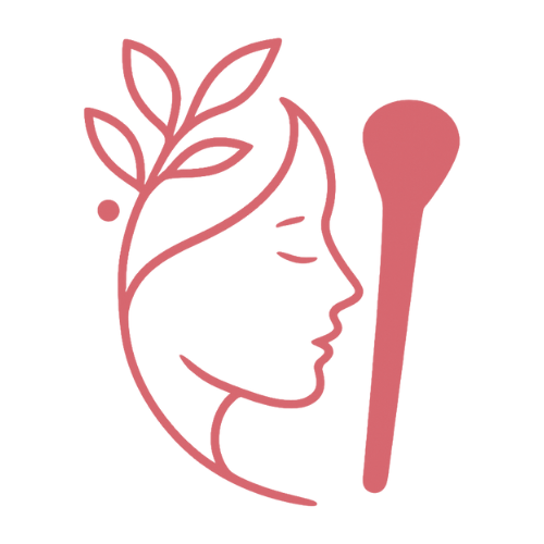 Logo stylisé d'une femme avec une feuille dans les cheveux