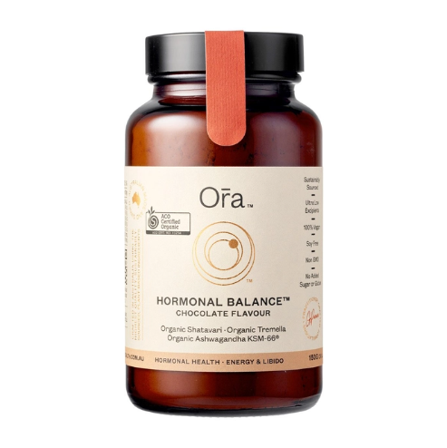 Brown canister with HORMONAL BALANCE on the front
