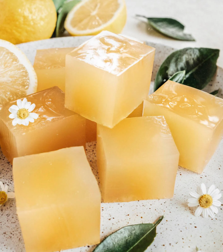 Picture of yellow gummy gellies cut into squares