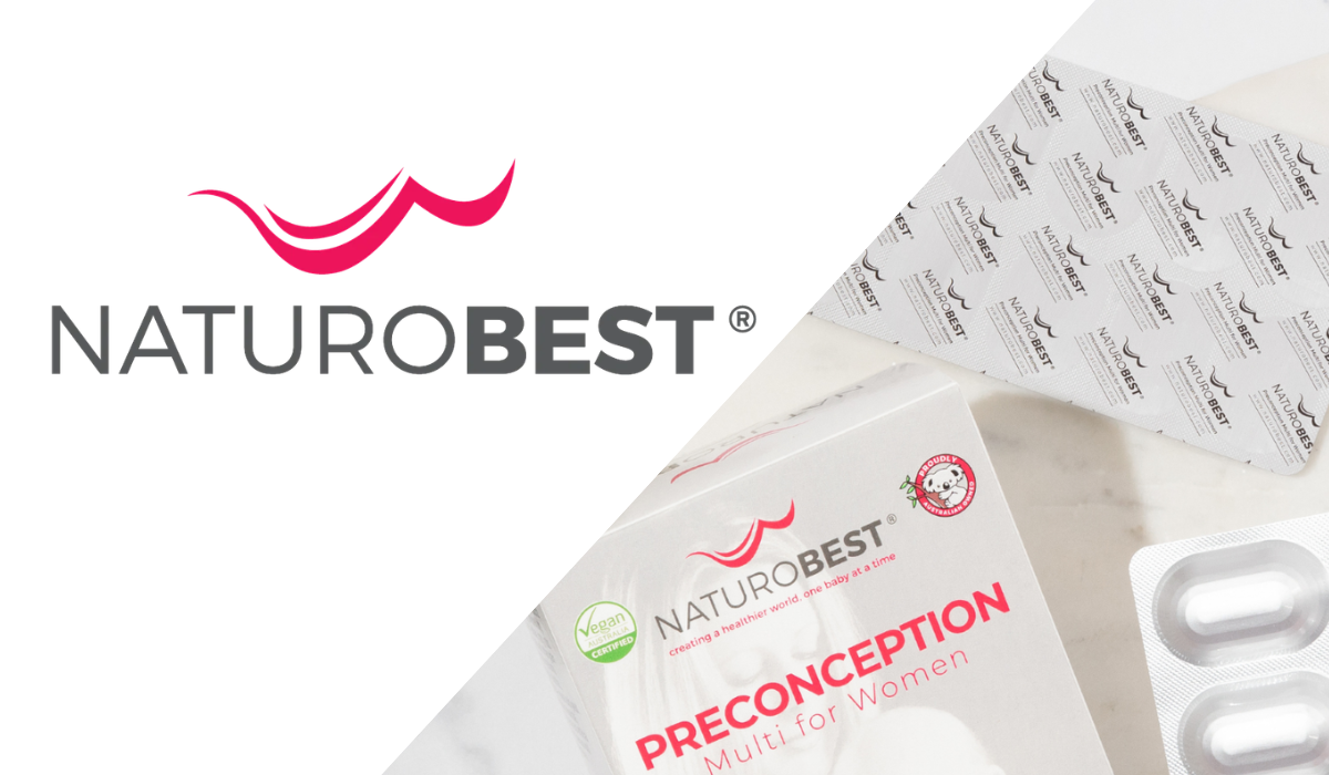 NaturoBest logo with picture of preconception vitamin packet