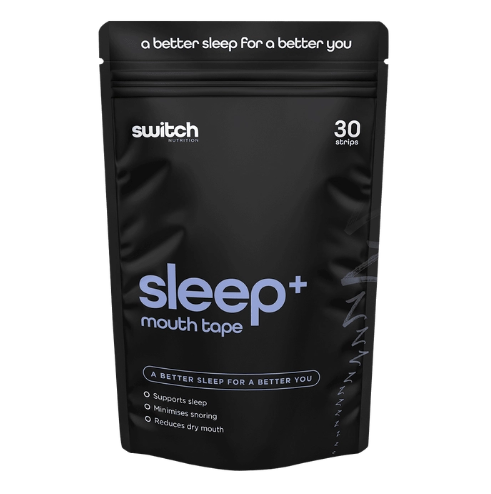 Black zip lock bag with purple text SLEEP+