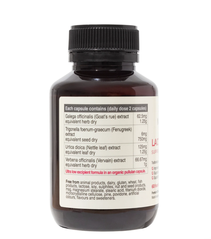 Brown and white medical bottle showing nutritional information panel
