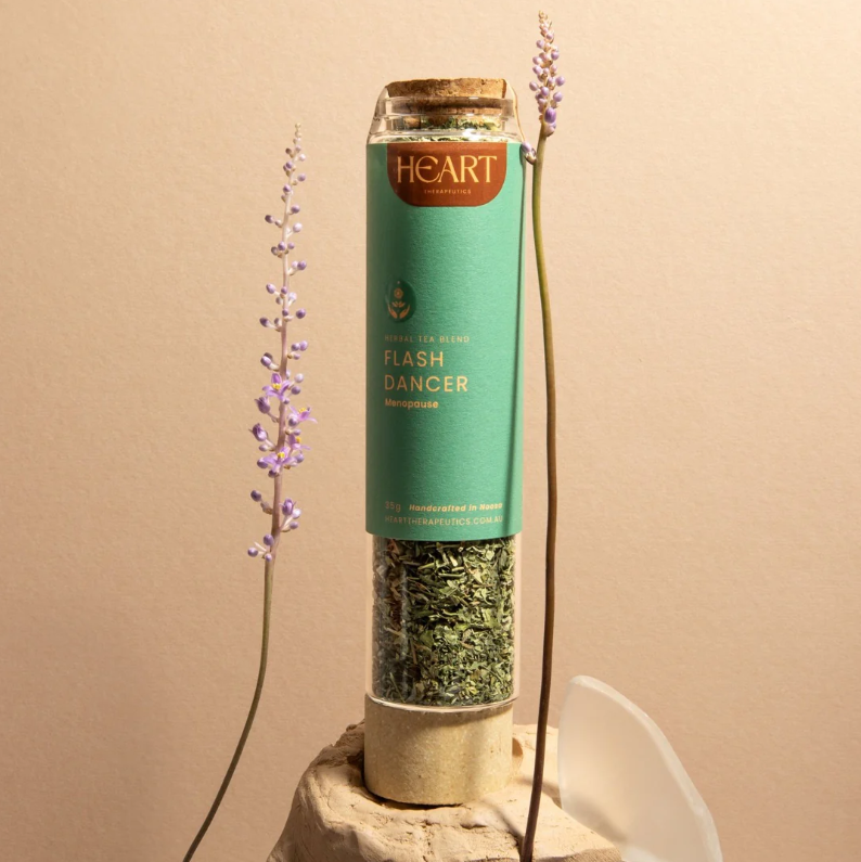 green canister of herbal tea