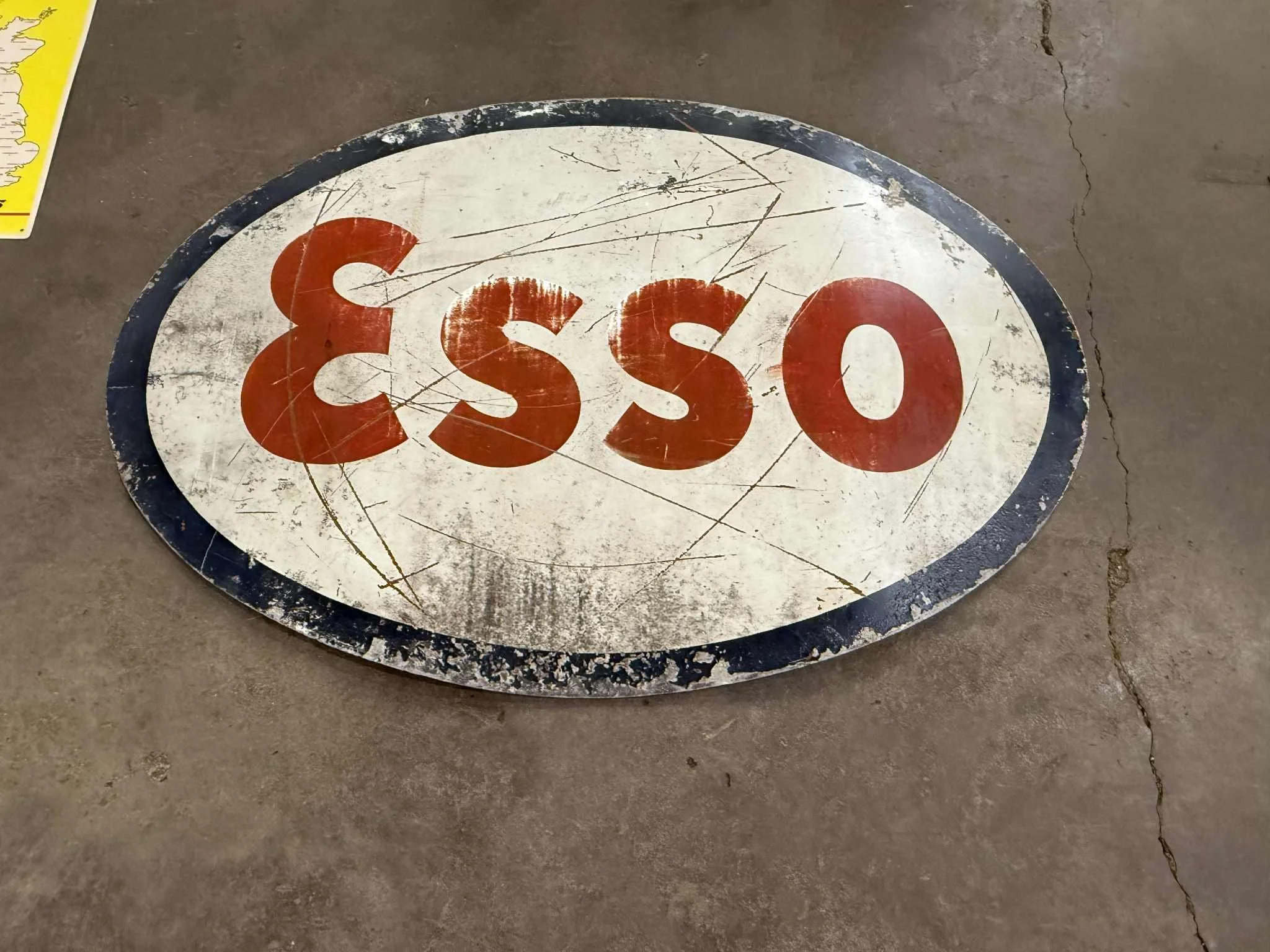 "WEATHERED" OLD DOUBLE SIDED ESSO ALUMINIUM GARAGE SIGN