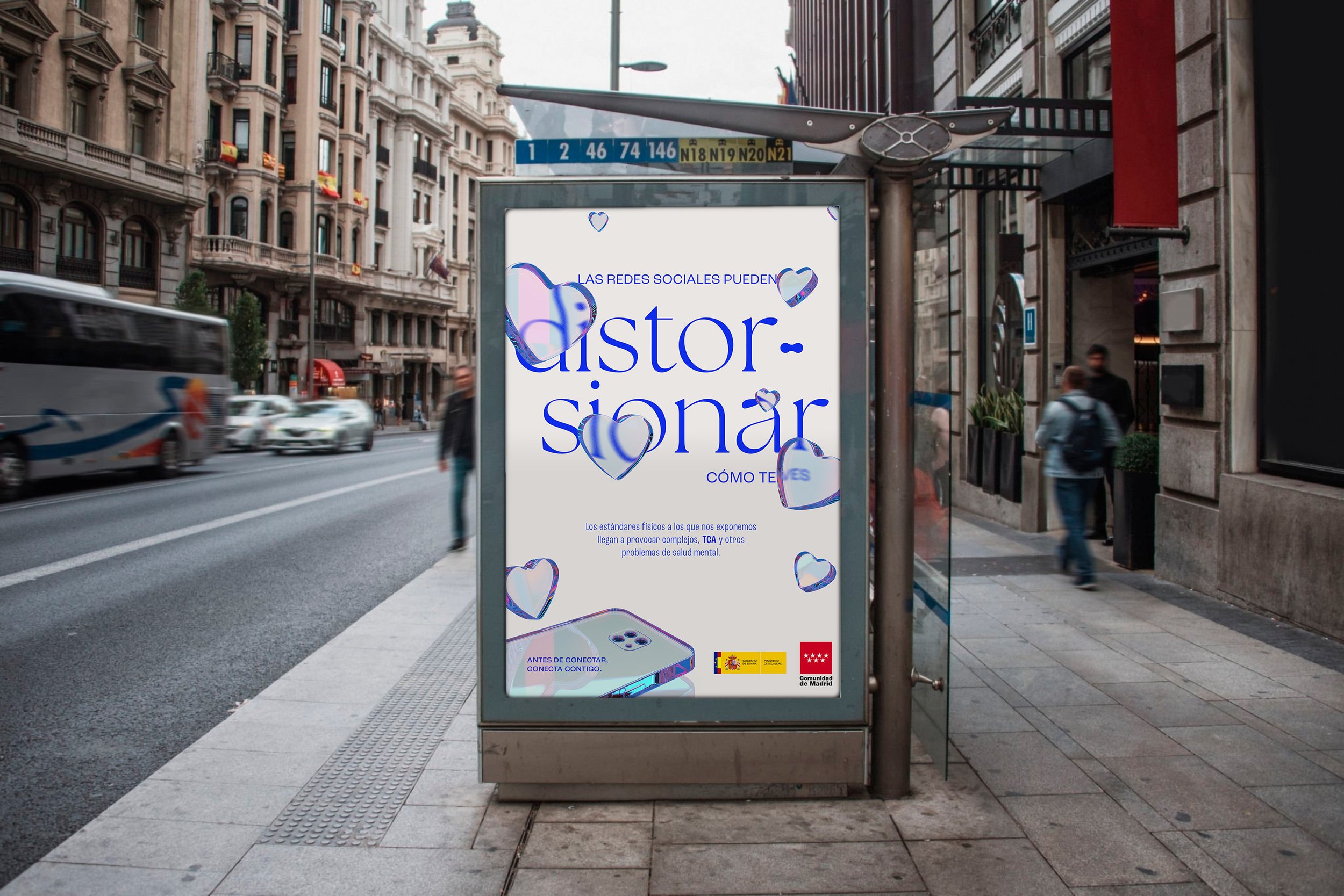 Graphic proposal with the aim of communicating the danger that social networks can pose for adolescents in the development of eating disorders and other mental health problems.