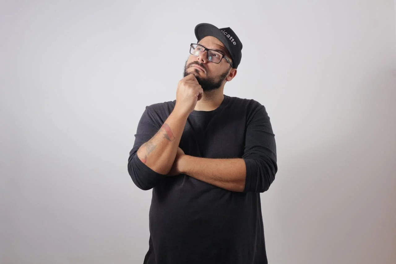 a-bearded-man-looking-up