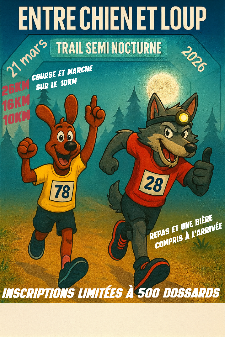 TRAIL ENTRE CHIEN ET LOUP SAMEDI 21 MARS 2026