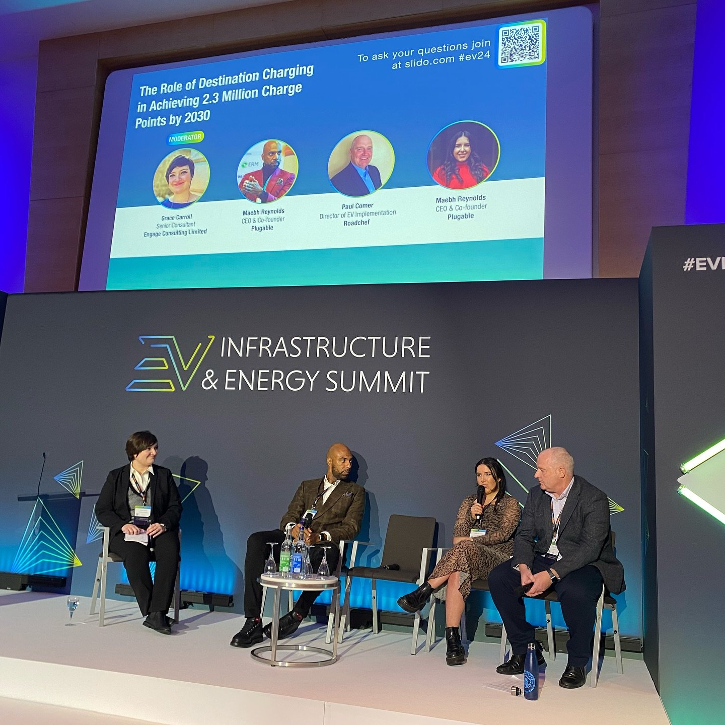 here at #eviesummit at @novotel_londonwest for EV Summit where Maebh is speaking on destination charging #evcharging