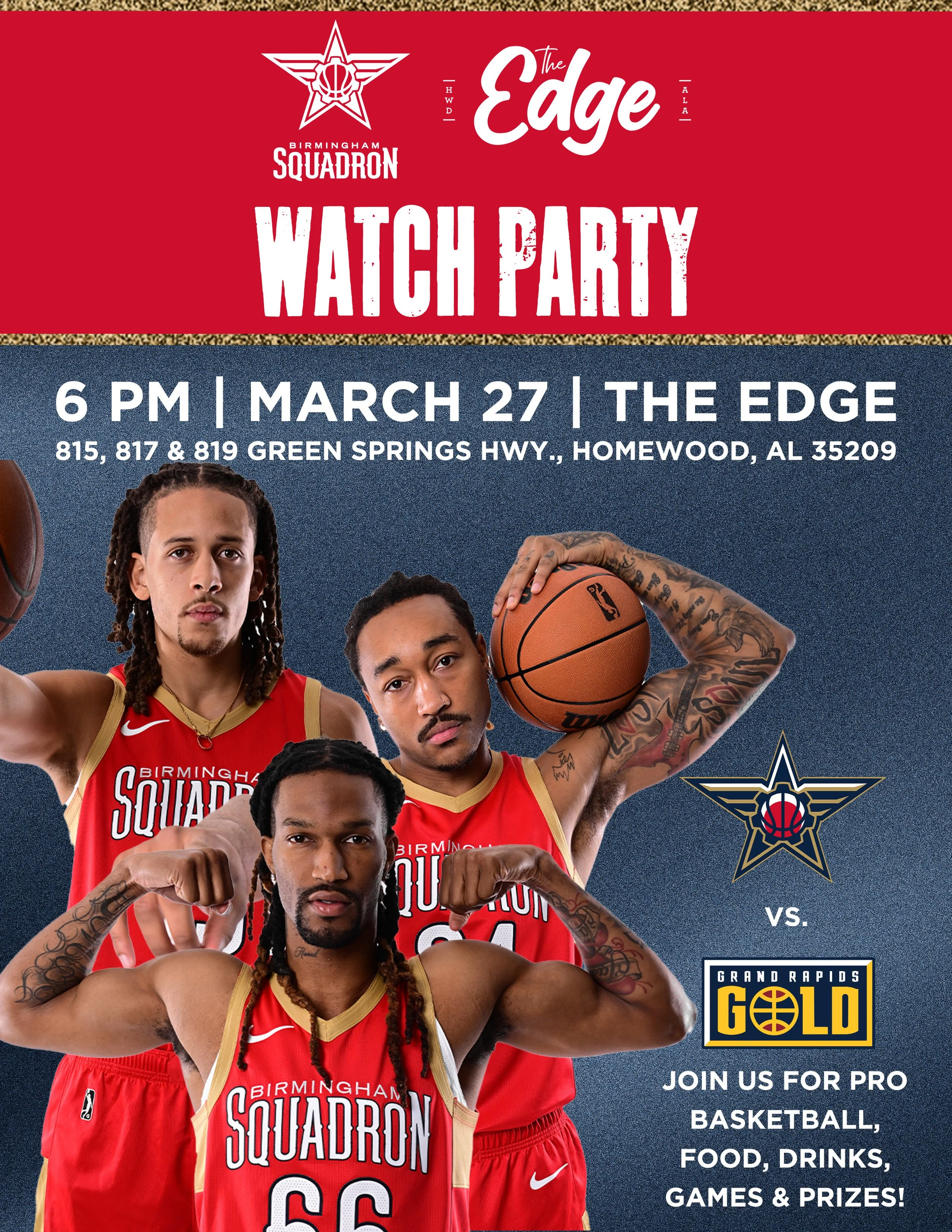 March 27 Birmingham Squadron Watch Party at The Edge final game