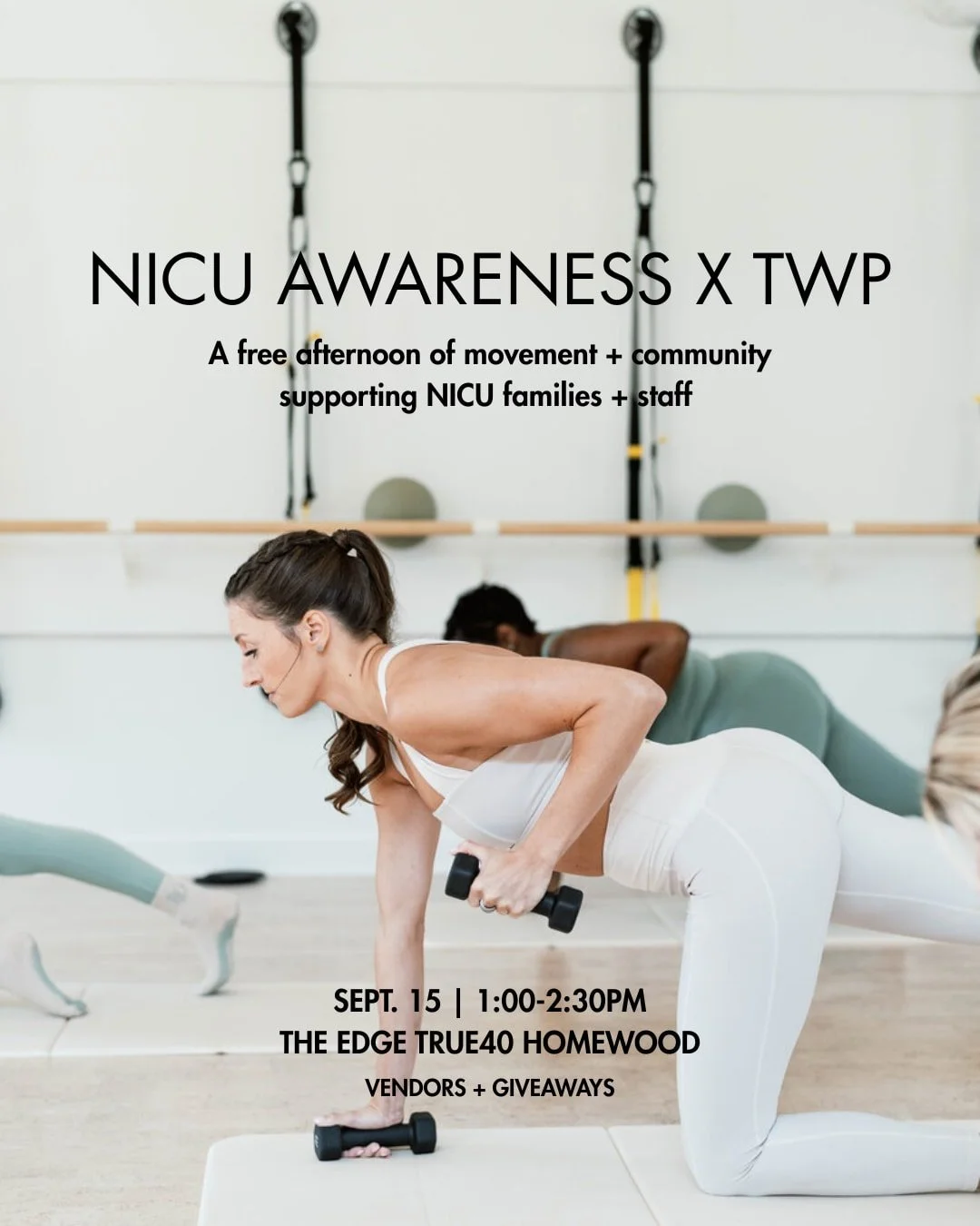 Join us for an afternoon of movement, community, and support.

@twpbirmingham is teaming up with @true40homewood and The Edge to bring you a FREE afternoon on the green, all in support of NICU families and staff.

Whether you've lived through a NICU 