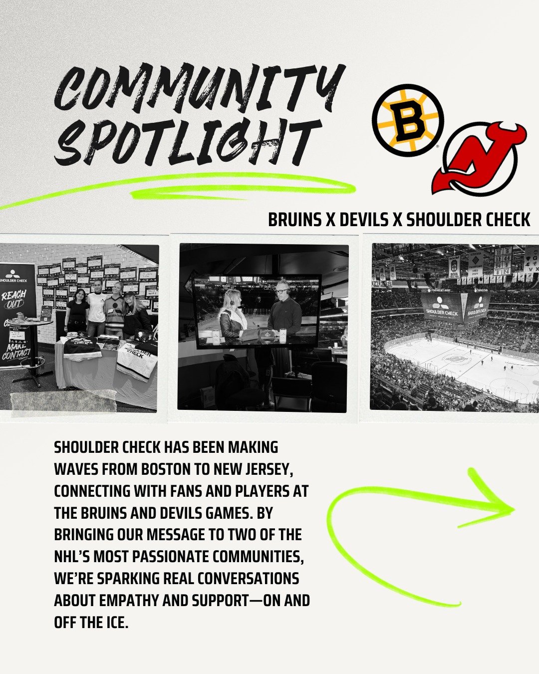 Community Spotlight: Shoulder Check x NJ Devils @njdevils x Boston Bruins @nhlbruins 

From the rink to the stands, we&rsquo;ve been connecting with fans and building a movement that&rsquo;s now reaching even more communities. 

Watching the Shoulder