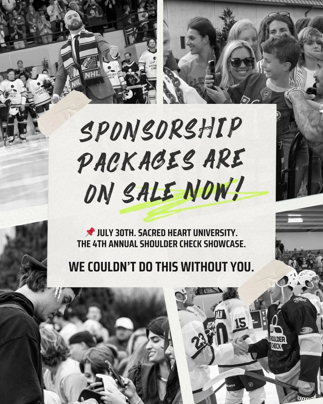 Sponsorship packages are live. 🎟️

The Shoulder Check Showcase doesn&rsquo;t happen without the people and businesses who believe in what we&rsquo;re building. For the 4th year in a row, we&rsquo;re bringing a community together around something tha