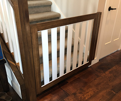 Color matched - white and dark stained wood gate