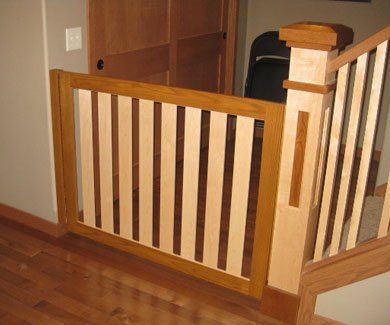 Two tone wood stained safety gate