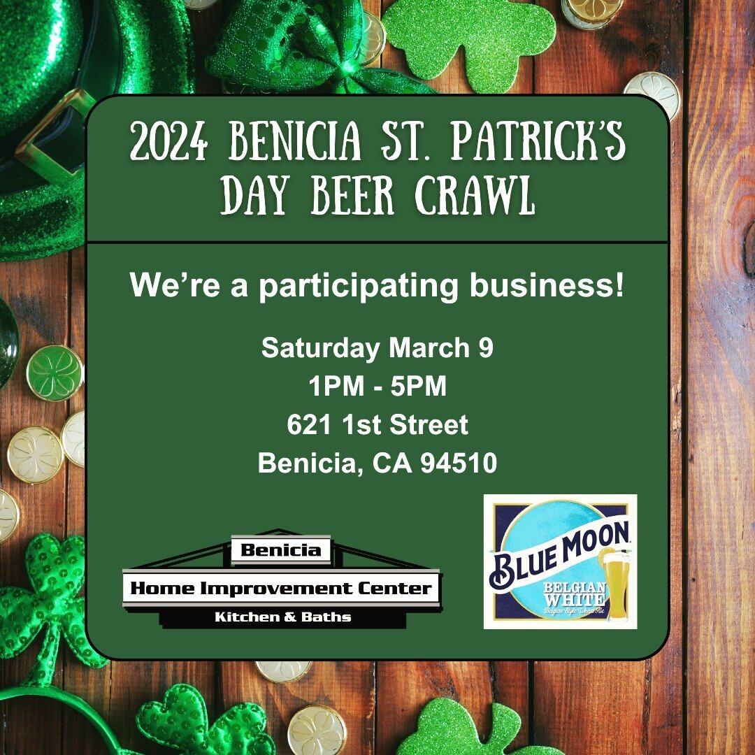 What do you have in store for the weekend? This Saturday marks the annual Benicia St. Patrick&rsquo;s Day Beer Crawl, and we're thrilled to be a part of it! Our spot will be the pot of gold waiting for you with Blue Moon beer. Pop in for a cheers and
